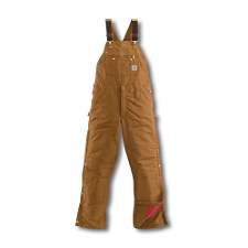 R41 Men's Duck Zip-to-Hip Bib Overall/Quilt Lined
