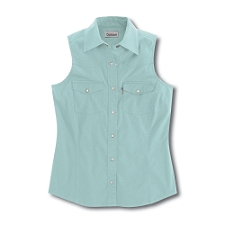 WS004 Women�s Sleeveless Poplin Snap-Front Shirt