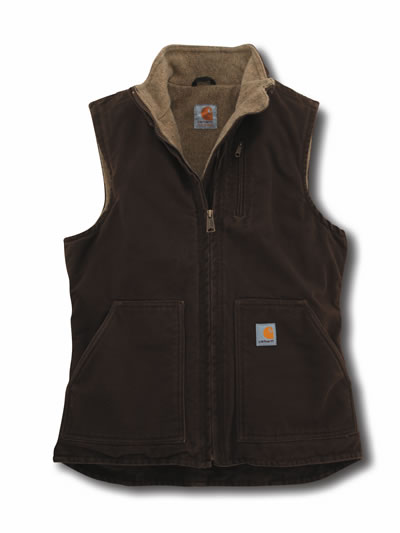 WV001: Sandstone Mock Neck Vest/Sherpa Lined